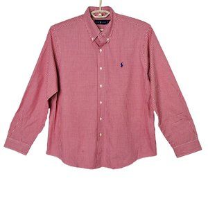 Ralph Lauren Red & White Check Cotton Button Front Shirt - XL